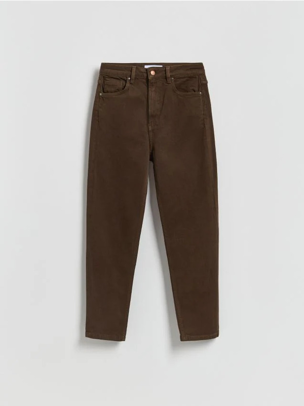  Reserved - Jeansy Mom Fit Slim - Brązowy 
