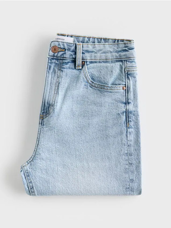  Reserved - Jeansy Mom Fit Slim Z Krótszą Nogawką - Niebieski 