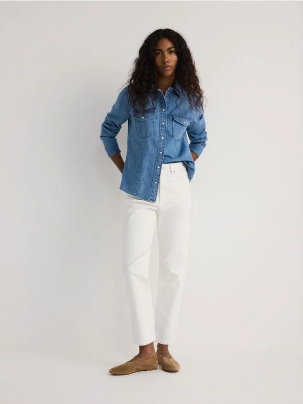  Reserved - Jeansy Mom Fit Slim - Złamana Biel 
