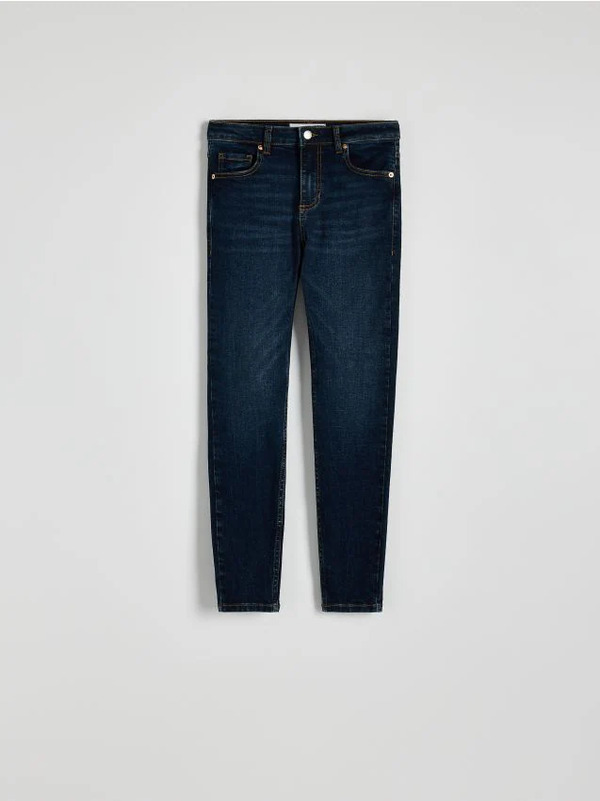  Reserved - Jeansy Slim Fit Ze średnim Stanem - Granatowy 