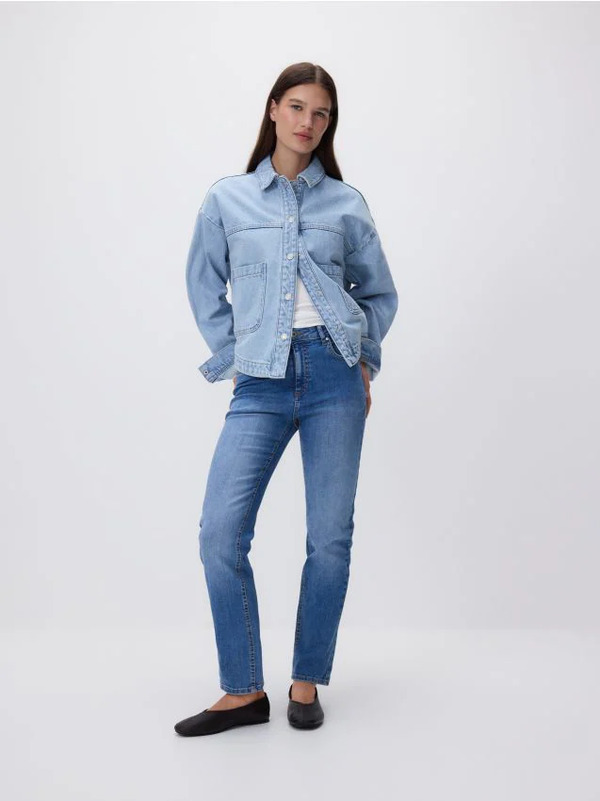  Reserved - Jeansy Slim Straight - Niebieski 