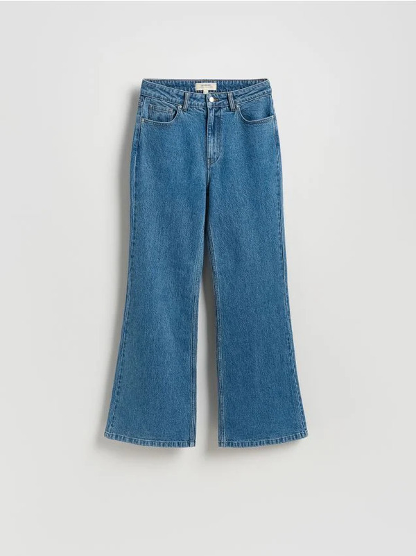 Reserved - Jeansy Straight Z Haftem - Indigo Jeans 