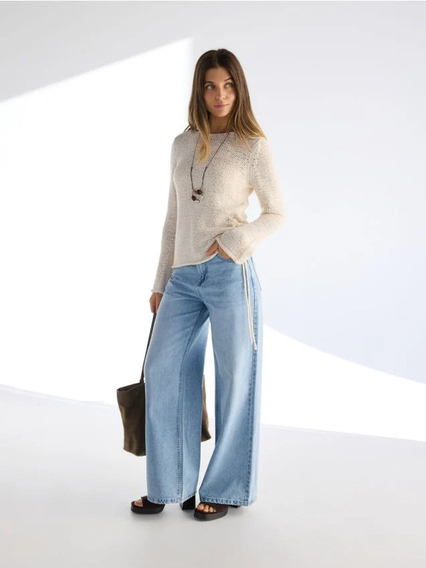  Reserved - Jeansy Wide Leg - Niebieski 