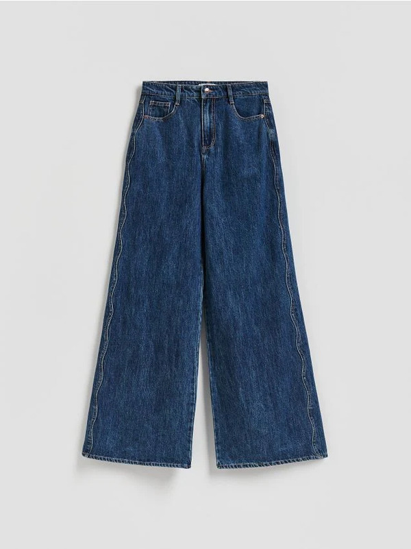  Reserved - Jeansy Wide Leg - Niebieski 