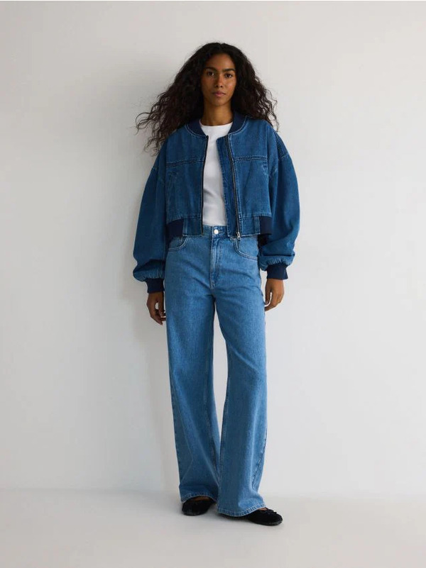  Reserved - Jeansy Wide Leg - Niebieski 