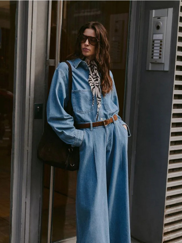  Reserved - Jeansy Wide Leg Z Przeszyciem - Niebieski 