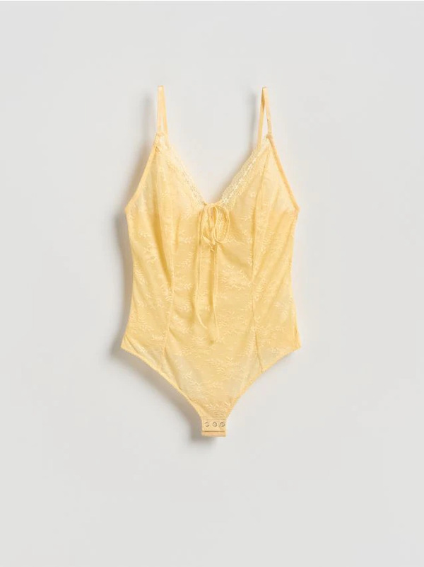  Reserved - Koronkowe Body - Jasnożółty 