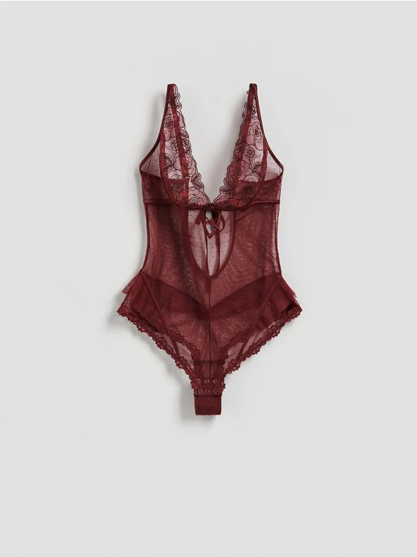  Reserved - Koronkowe Body - Mahoniowy 