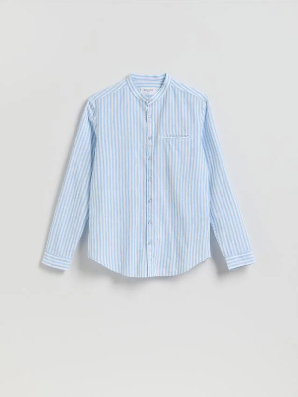  Reserved - Koszula Slim Fit Z Lnem - Jasnoniebieski 