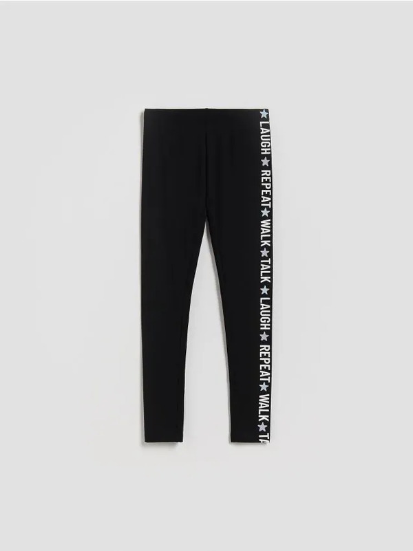  Reserved - Legginsy Z Napisem - Czarny 