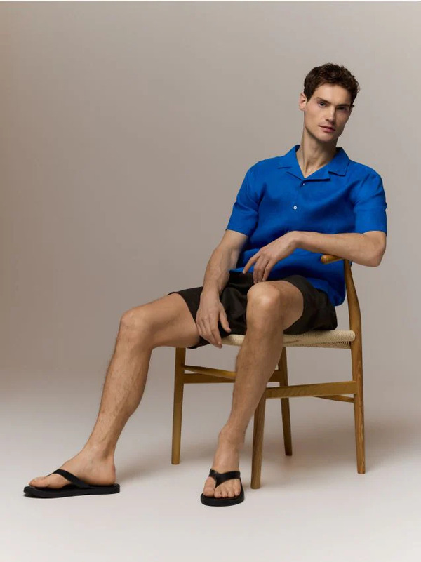  Reserved - Lniana Koszula Regular Fit - Niebieski 