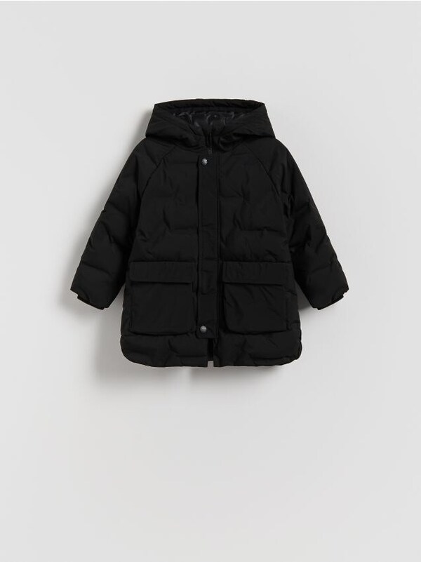  Reserved - Ocieplana Parka Z Kapturem - Czarny 