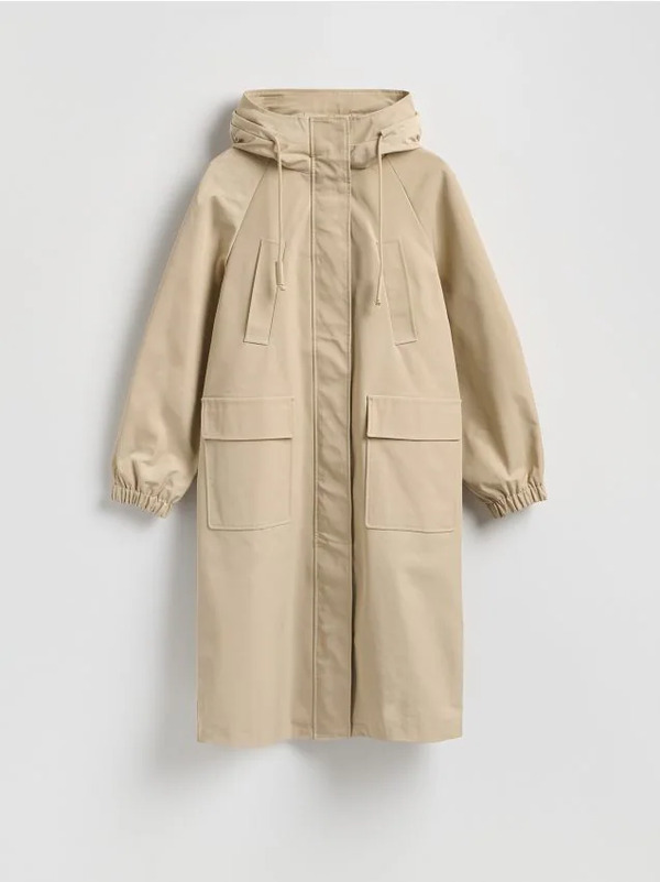  Reserved - Parka Z Kapturem - Beżowy 