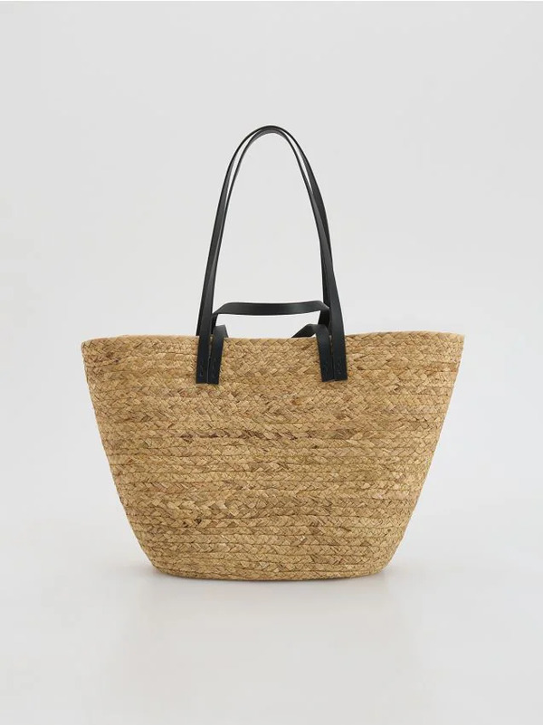  Reserved - Pleciona Torebka Handmade - Czarny 