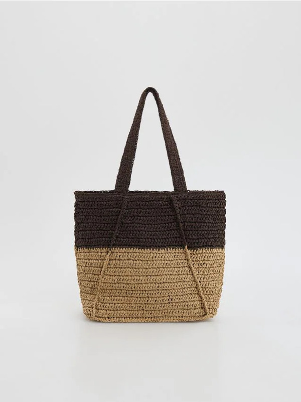  Reserved - Pleciona Torebka Handmade - Wielobarwny 