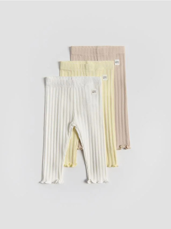  Reserved - Prążkowane Legginsy 3 Pack - Wielobarwny 