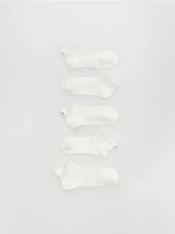  Reserved - Skarpetki Z Haftem 5-pack - Złamana Biel 
