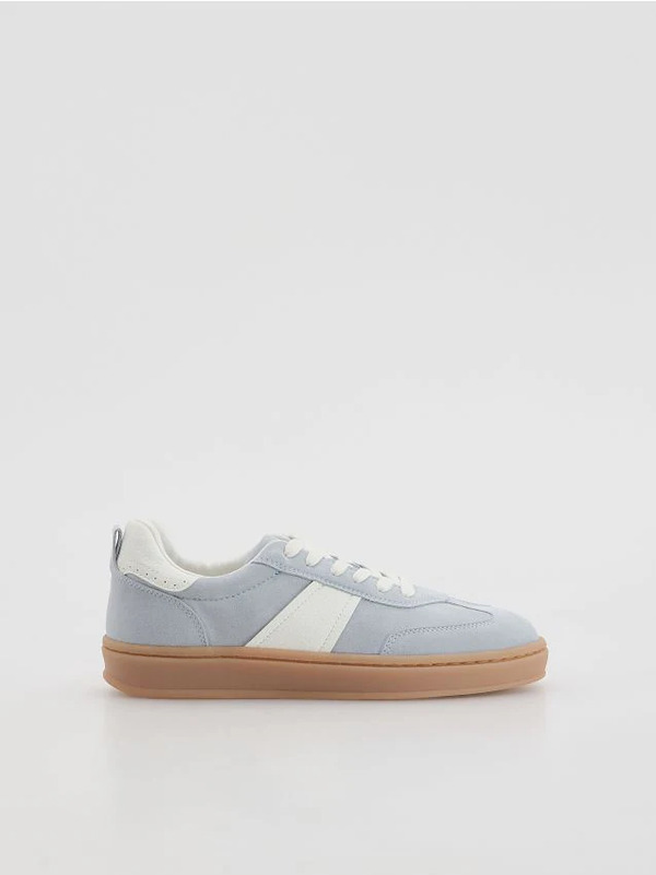  Reserved - Sneakersy Z łączonych Materiałów - Jasnoniebieski 
