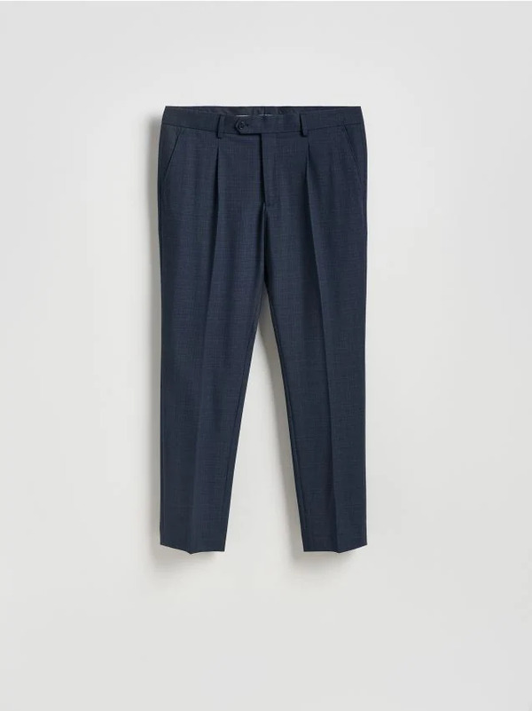  Reserved - Spodnie Garniturowe Slim Fit - Granatowy 