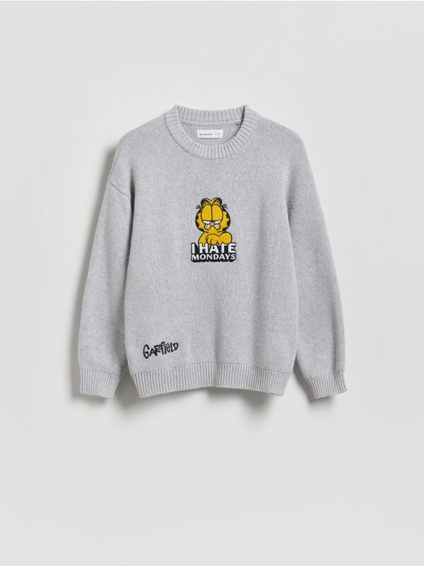  Reserved - Sweter Oversize Garfield - Jasnoszary 