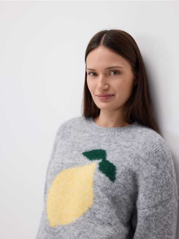  Reserved - Sweter Oversize - Jasnoszary 