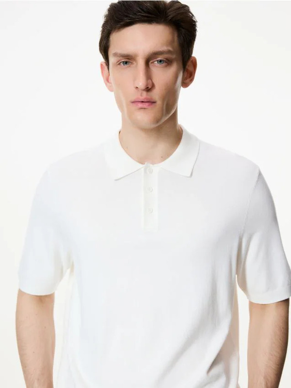  Reserved - Sweter Polo Z Wiskozą - Biały 