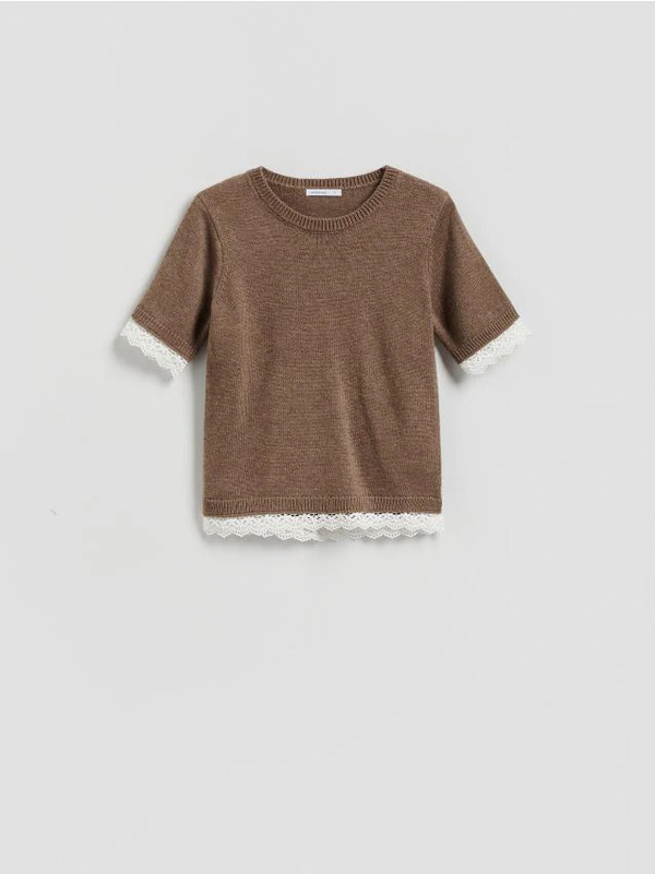  Reserved - Sweter Z Dodatkiem Wełny - Brązowy 