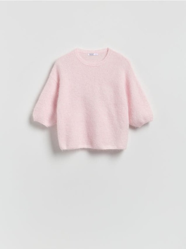  Reserved - Sweter Z Wełną - Pastelowy Róż 