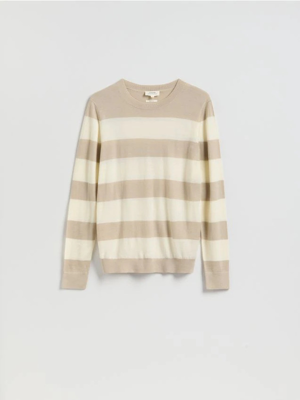  Reserved - Sweter Z Wełny Merino - Beżowy 