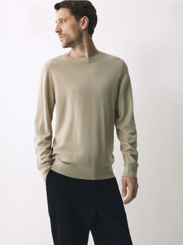  Reserved - Sweter Z Wełny Merino - Beżowy 