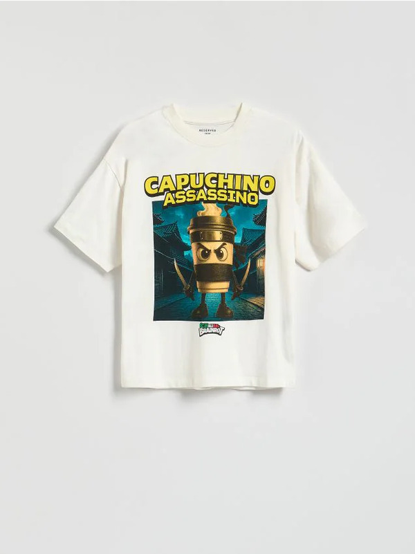  Reserved - T-shirt Capuchino Assassino - Złamana Biel 