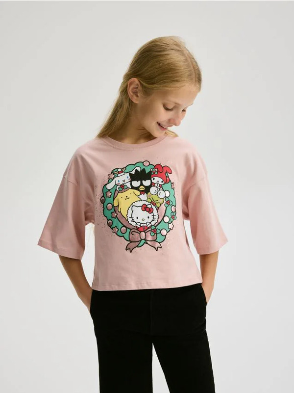  Reserved - T-shirt Hello Kitty - Brudny Róż 