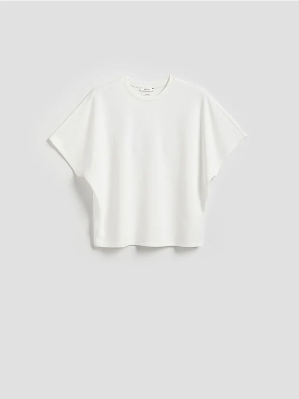  Reserved - T-shirt Oversize Z Modalem - Biały 