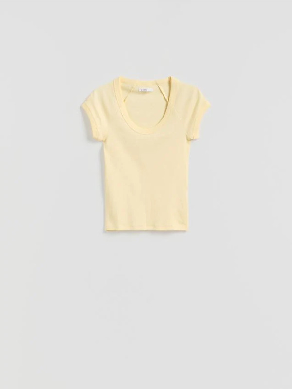 Reserved - T-shirt Slim Fit - Jasnożółty 