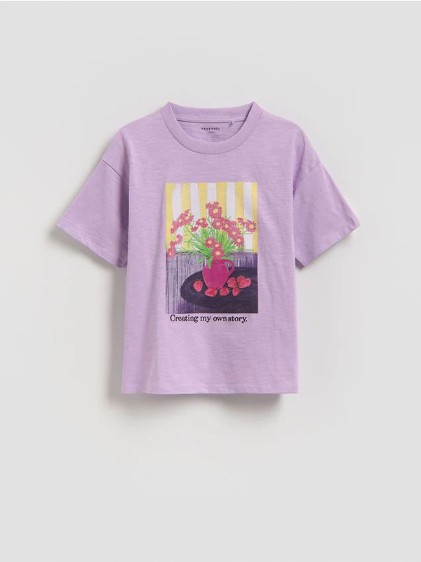  Reserved - T-shirt Z Aplikacją - Lawendowy 