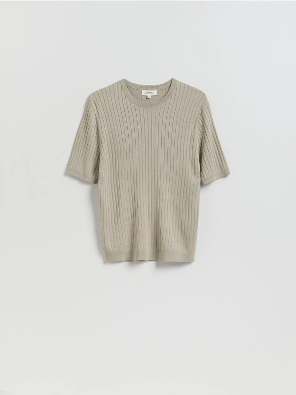  Reserved - T-shirt Z Dodatkiem Circulose® - Beżowy 