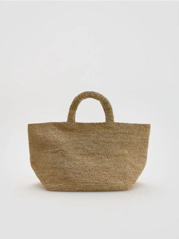  Reserved - Torebka Handmade Z Rafii - Beżowy 