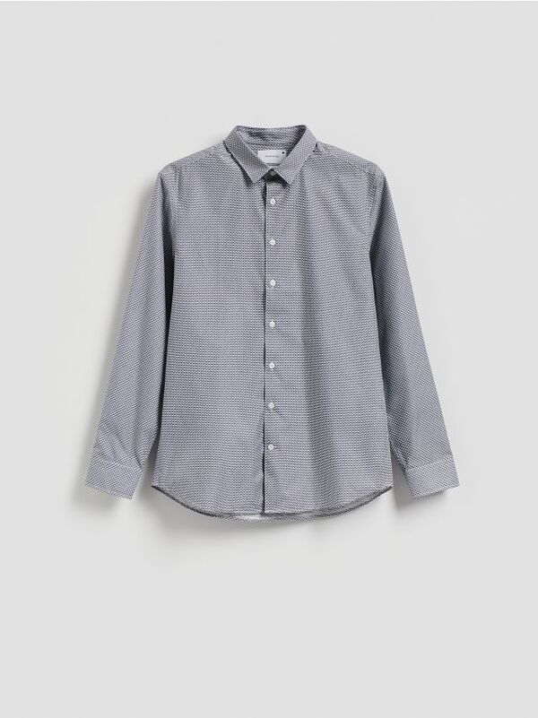 Reserved - Wzorzysta Koszula Slim Fit - Granatowy 