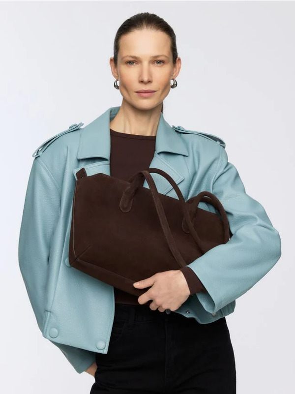  Reserved - Zamszowa Torebka Shopper - Ciemnobrązowy 