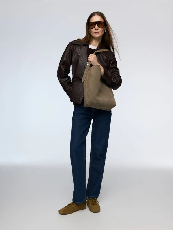  Reserved - Zamszowa Torebka Shopper - Jasnoszary 
