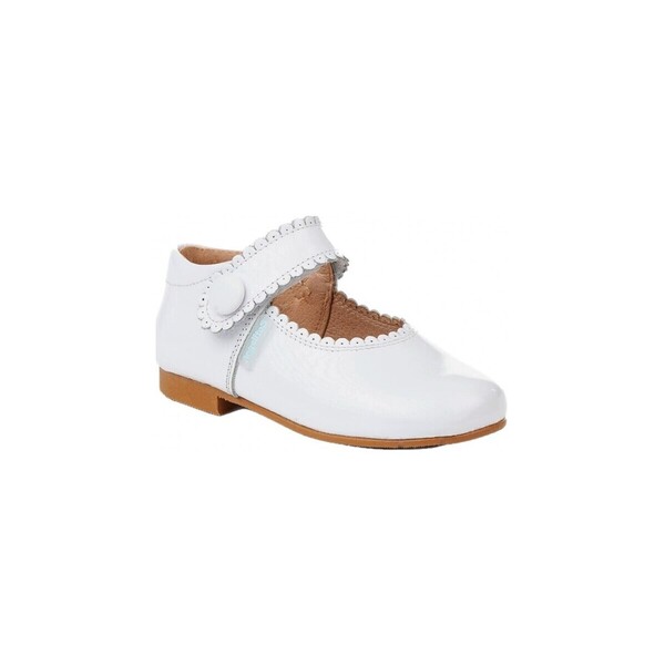  Angelitos  Baleriny Dziecko Angelitos  1502 Merceditas Charol Con Velcro Blanco  