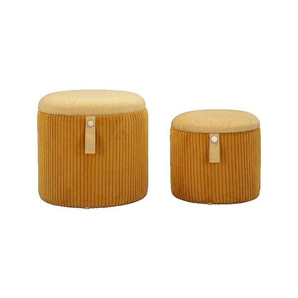  Atmosphera  Pufy Atmosphera  Poufs  Luxe Contemporain Jaune Moutarde Lot De 2  