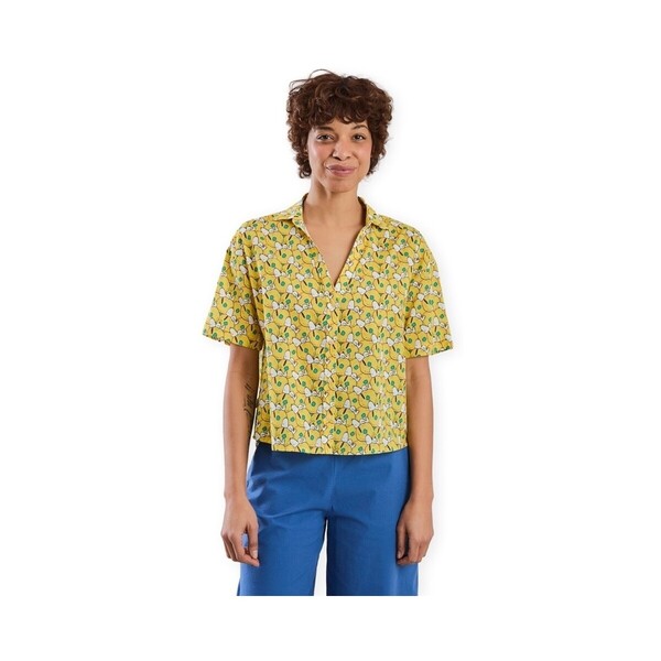  Brava Fabrics  Bluzki Brava Fabrics  X Peanuts Donuts Aloha Shirt W - Yellow  