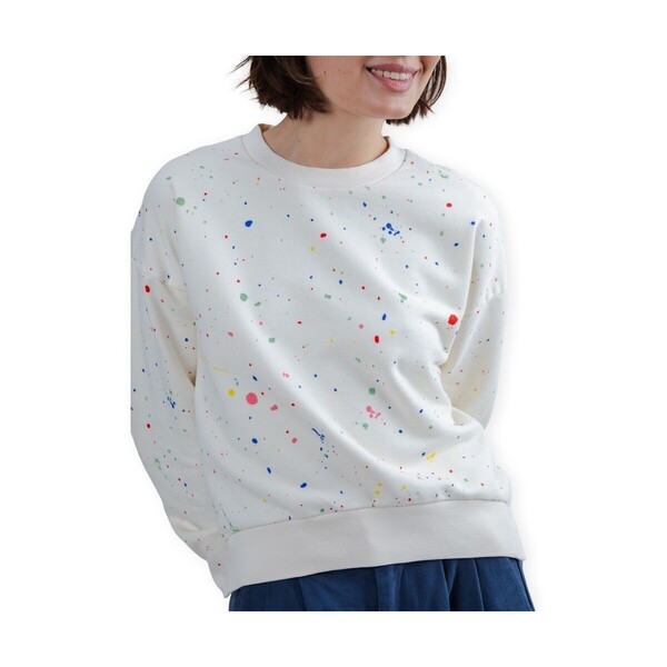  Brava Fabrics  Bluzy Brava Fabrics  Splash Paint Rounded Sweatshirt - Ecru  