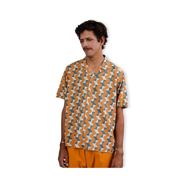  Brava Fabrics  Koszule Z Krótkim Rękawem Brava Fabrics  Big Tiles Aloha Shirt - Ochre  