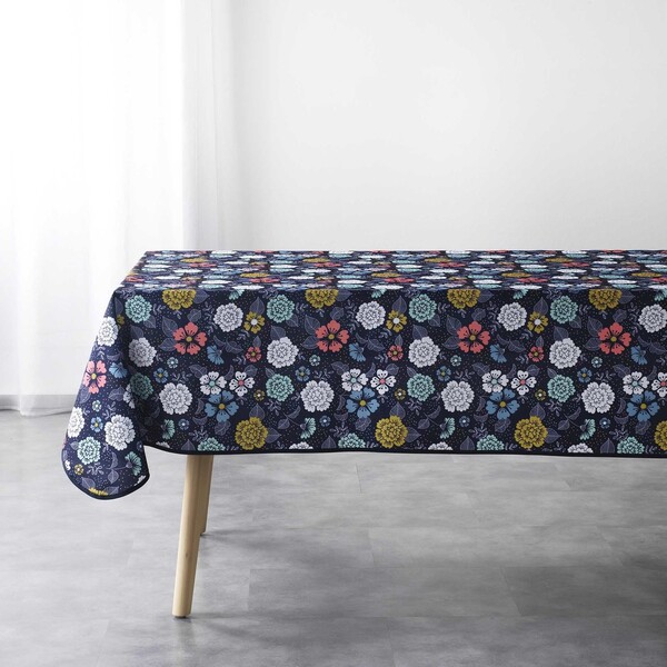  Douceur D Intérieur  Obrusy Douceur D Intérieur  Nappe Rectangle 150 X 240 Cm Polyester Imprime Lily Bleu  