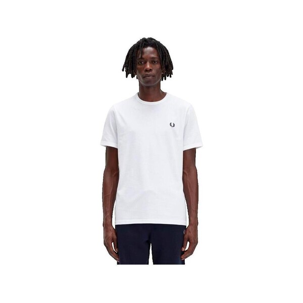 Fred Perry  T-shirty I Koszulki Polo Fred Perry  T-shirt  Ringer Col Rond Blanc  