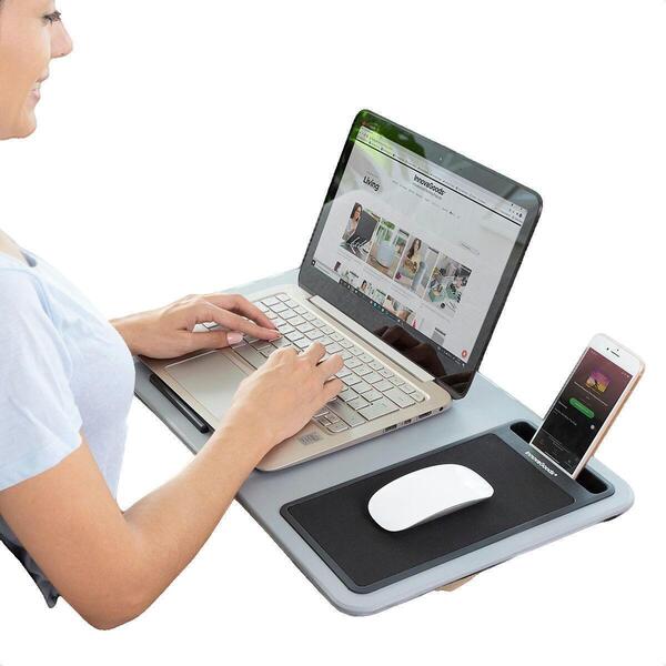  Innovagoods  Biurka Innovagoods  Bureau Portable  Deskion Xl Gris Ergonomique  