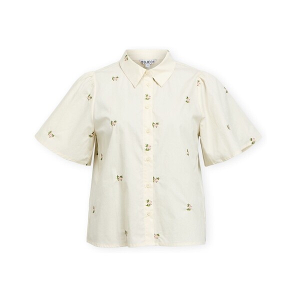  Object  Bluzki Object  Molia Shirt - Cloud Dancer/embroidery Flower  