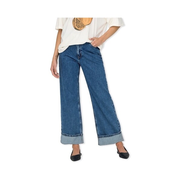  Only  Jeansy Straight Leg Only  Hope Wide Jeans - Medium Blue Denim  